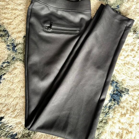 EXPRESS Faux Leather Leggings Women’s Large Stretch Zip Front Pocket - Picture 3 of 5